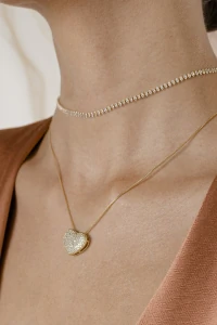 Colar Coração Zircônia Banho ouro 18K