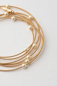 Pulseira Corda de Violão Pérola Dourado