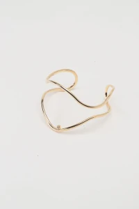 Pulseira Dourada Alva Ondas Ponto De Luz