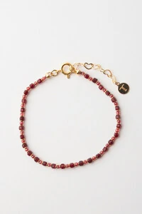 Pulseira Eloysa Jade Rubi Banho Ouro 18K