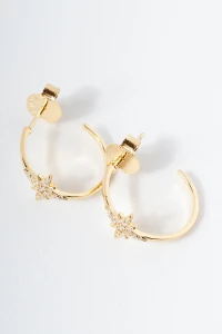 Brinco Argola Estrela Zircônia Banho Ouro 18k