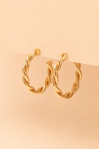 Brinco Dourado Argola Trançada