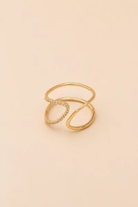 Anel Curvas Zircônia Banho Ouro 18K