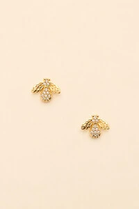 Brinco Abelha Zircônia Banho Ouro 18K