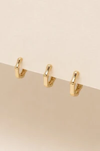 Brinco Trio Argola Bambu Banho Ouro 18K