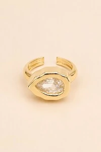 Anel Dourado Dedinho Gota Zircônia
