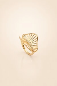 Anel Folha Zircônia Banho Ouro 18K