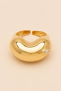 Anel Dourado Bean Zircônia Carrê