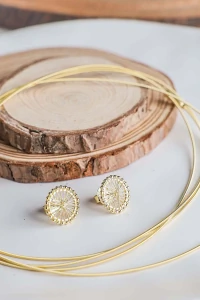 Brinco Pizza Com Bolinhas Banho Ouro 18k