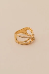 Anel Encanto Zircônia Cristal Banho Ouro 18K