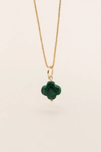 Pingente Trevo da Sorte Malaquita Banho Ouro 18K
