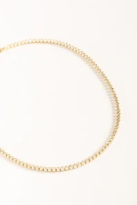 Colar Choker Navete Zircônia Cristal Dourado