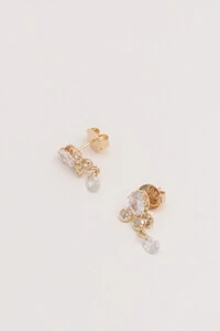 Brinco Zircônias Banho Ouro 18K