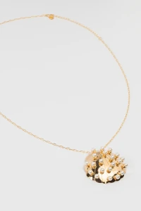 Colar Longo Dourado Concha Pérola