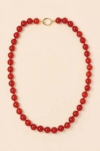 Colar Longo Mavie Jade Terracota Banho Ouro 18K