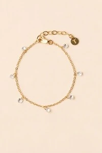 Pulseira Elos e Zircônia Banho Ouro 18K