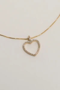 Colar Coração Vazado Zircônia Banho Ouro 18K