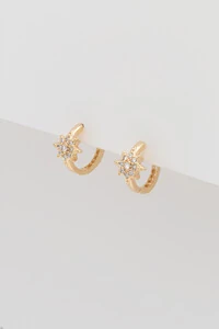 Brinco Argola Sol Zircônia Banho Ouro 18K
