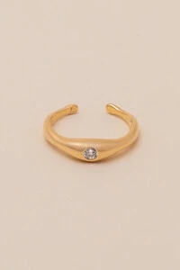 Anel Ponto Zircônia Banho Ouro 18K