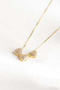 Colar Veneziana Corações Zircônia Banho Ouro 18k
