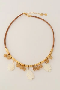 Colar Peixe Madre Rutilo Banho Ouro 18K