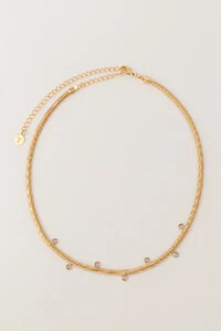 Colar Dourado Malha Ponto De Luz