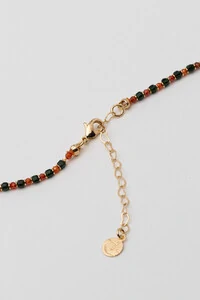 Colar Choker Goldstone Verde Banho Ouro 18k
