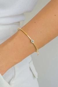 Pulseira Bracelete Olho Grego Zircônia Banho Ouro 18k