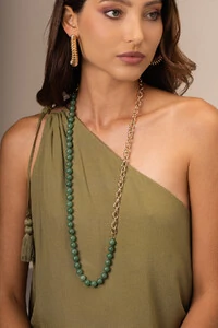Colar Dourado Jardins 2 em 1 Jade Verde