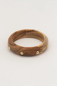 Bracelete Madeira Tachinhas Douradas