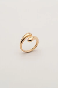 Anel Gota Orgânico Banho Ouro 18k