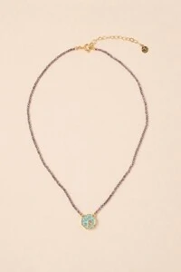 Colar Luna Mini Zircônia Lilás Banho Ouro 18K