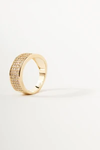 Anel Aliança Larga Zircônia Banho Ouro 18K