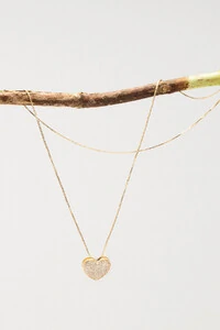 Colar Coração Zircônia Banho ouro 18K