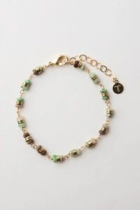 Pulseira Crisoprázio Hematita Banho Ouro 18K