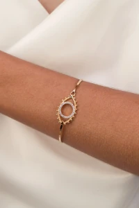 Pulseira Bracelete Olho Grego Zircônias Banho Ouro 18K