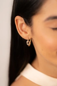 Brinco Argola Nó Texturizada Banho Ouro 18K