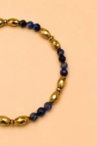 Pulseira Sodalita Blue Banho Ouro 18K