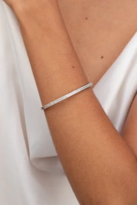 Pulseira Bracelete Prateado Zircônia