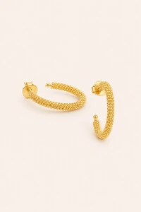 Brinco De Argola Aberta Grande Detalhe Mola Banho Ouro 18k