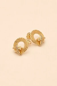 Brinco Aro X Zircônia Banho Ouro 18K