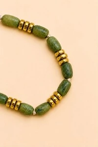 Pulseira Musk Serpentinita Banho Ouro 18K