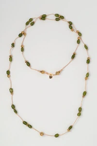 Colar Linha Jade Verde Hematita Banho Ouro 18K