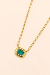 Colar Cubo Turmalina Banho Ouro 18K