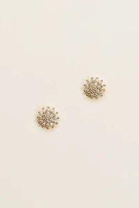 Brinco Flor Zircônia Banho Ouro 18K