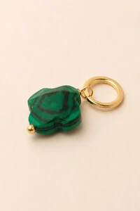 Pingente Trevo da Sorte Malaquita Banho Ouro 18K