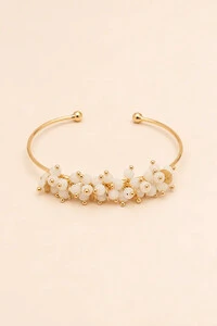 Pulseira Plaquinhas Dourada Cristais Off White
