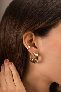 Brinco Piercing Fake Geométrico Pé Banho Ouro 18K