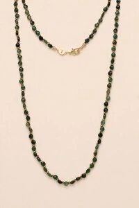Colar Dawn Jasper Jade Oceano Banho Ouro 18K