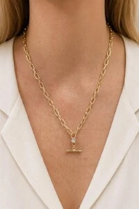 Colar Elos Anne Zircônia Banho Ouro 18K